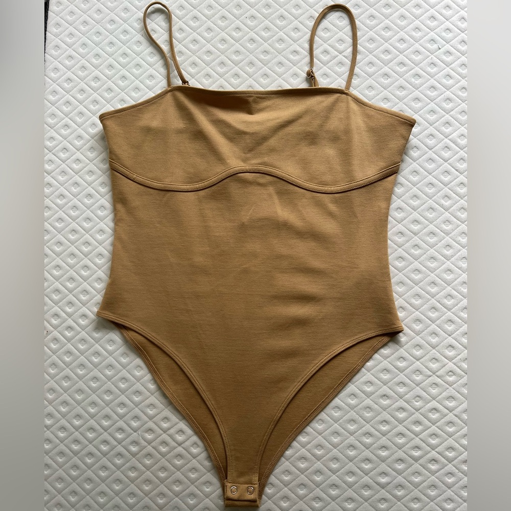 Forever 21 Tan Bodysuit with Sweetheart Neckline